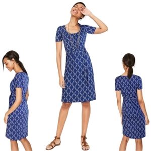 Boden Elspeth Short Sleeve Scoop Neck Jersey Above Knee Lapis Blue Dress - Sz 4P
